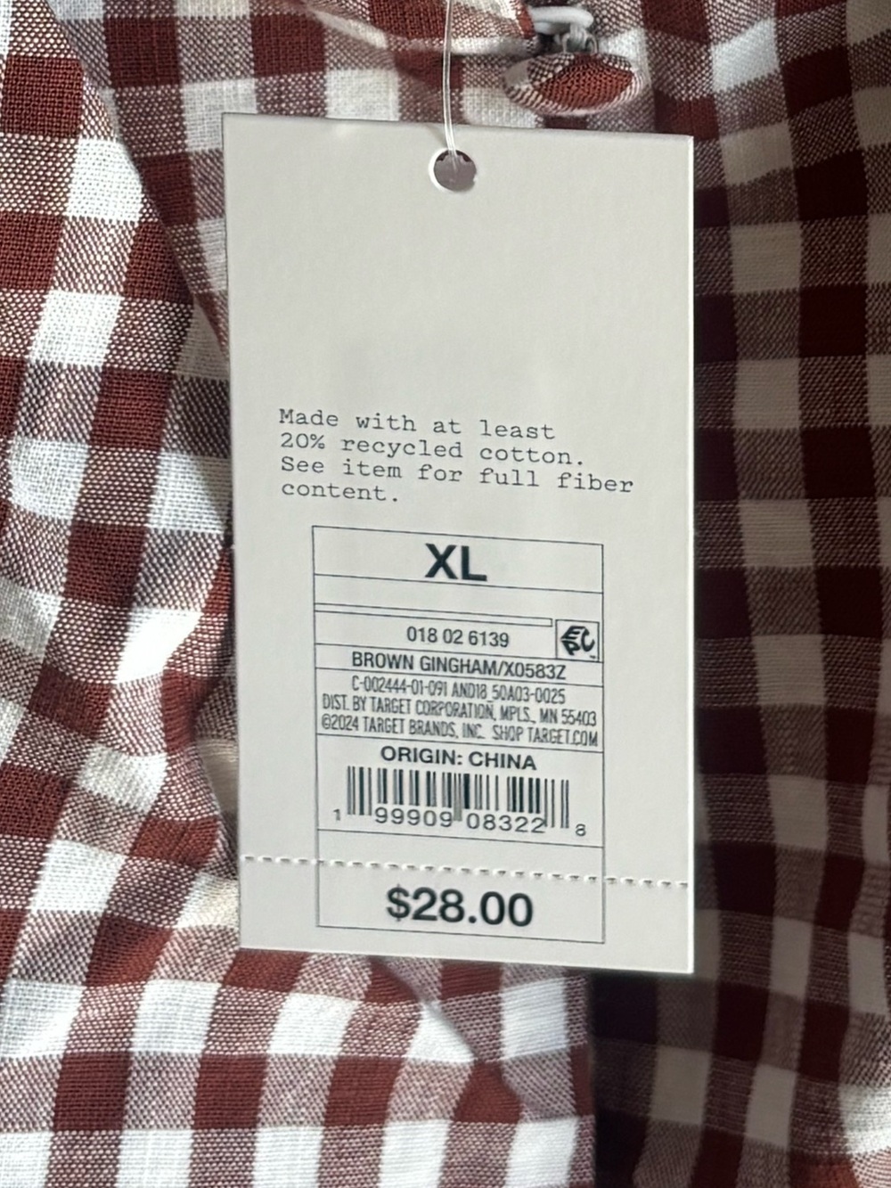 Brown Gingham Square-Neck Top - A New Day - Picture 6 of 6
